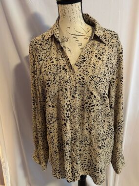 Animal  Print Blouse beige & black